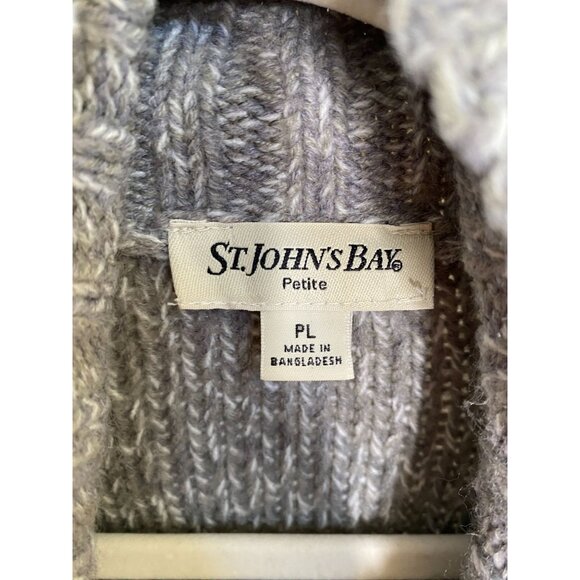 St. Johns Bay Petite Womens Gray Cable Knit Full-Zip Cardigan Sweater Size PL‎ - Picture 4 of 7